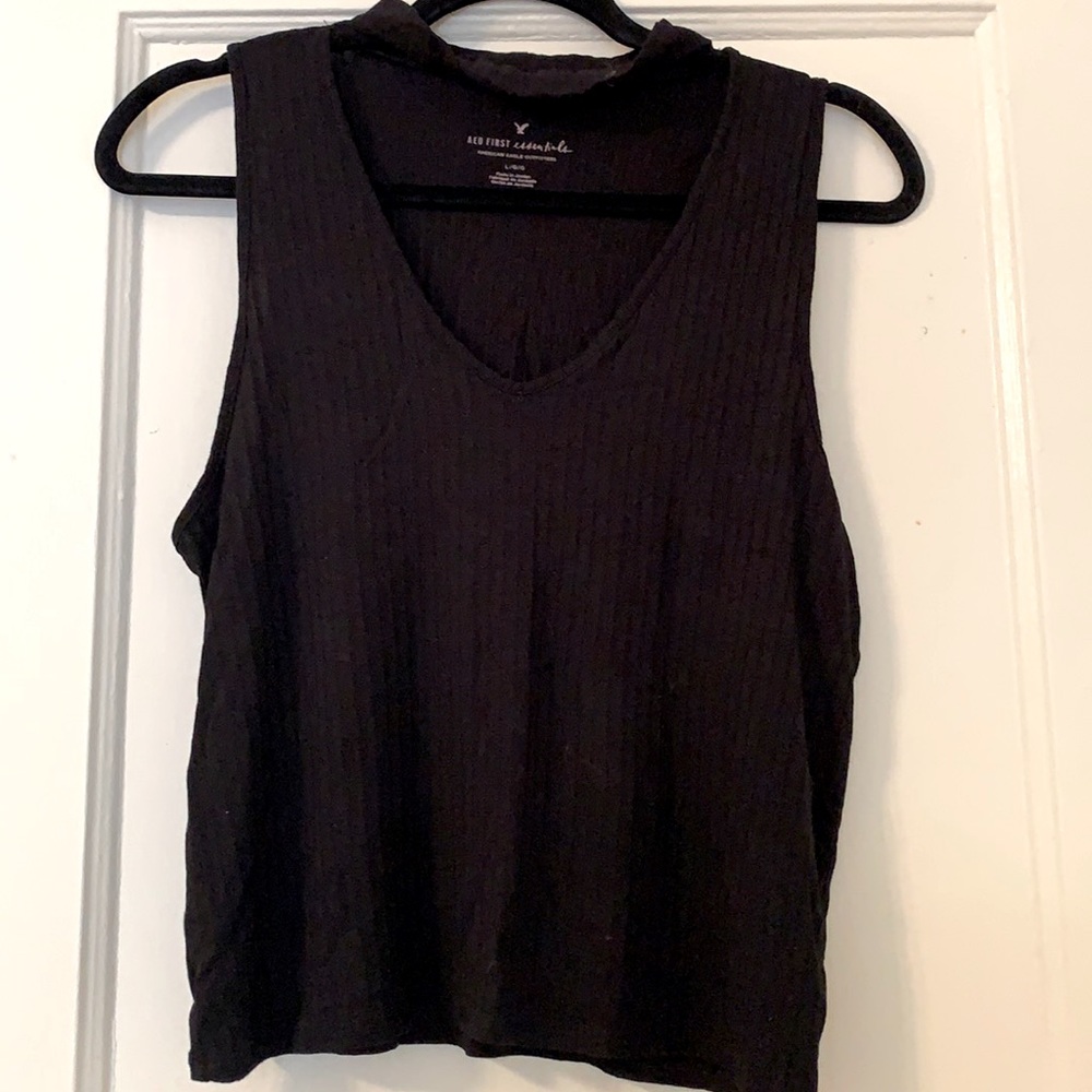Black tank with Choker neckline detail